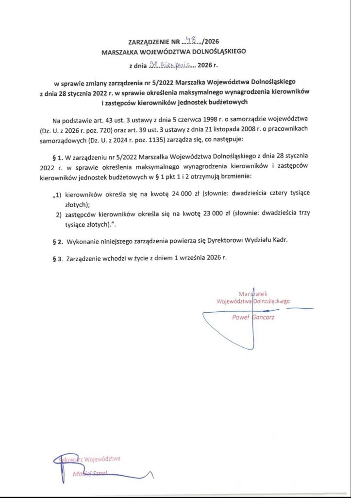 Kierownik jednostki budżetowej zarobi więcej niż marszałek, który go zatrudnia. Nowe stawki w urzędzie marszałkowskim